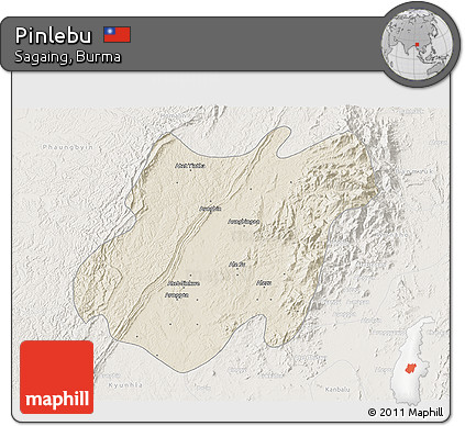 Shaded Relief 3D Map of Pinlebu, lighten