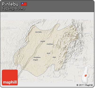 Shaded Relief 3D Map of Pinlebu, lighten