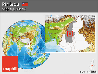 Physical Location Map of Pinlebu, highlighted country, highlighted parent region