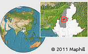 Satellite Location Map of Pinlebu, highlighted country, highlighted parent region