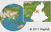 Satellite Location Map of Pinlebu, highlighted country
