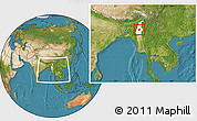 Satellite Location Map of Pinlebu, highlighted parent region, within the entire country