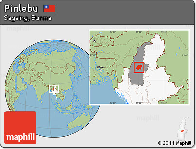 Savanna Style Location Map of Pinlebu, highlighted country, highlighted parent region