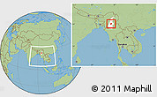 Savanna Style Location Map of Pinlebu, highlighted parent region, within the entire country