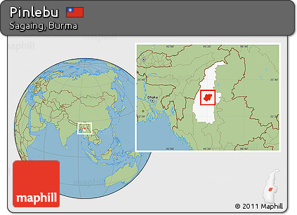 Savanna Style Location Map of Pinlebu, highlighted parent region