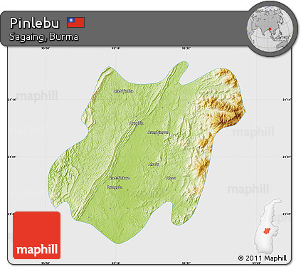 Physical Map of Pinlebu, single color outside