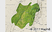 Satellite Map of Pinlebu, shaded relief outside