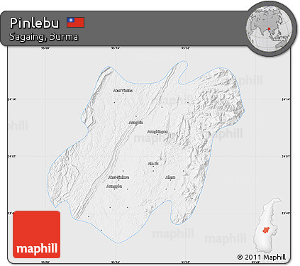 Silver Style Map of Pinlebu, single color outside