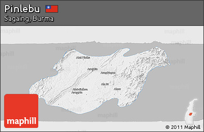 Gray Panoramic Map of Pinlebu, single color outside