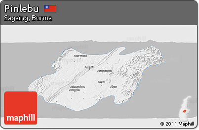 Gray Panoramic Map of Pinlebu, single color outside