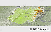 Physical Panoramic Map of Pinlebu, semi-desaturated