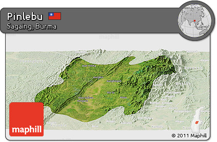 Satellite Panoramic Map of Pinlebu, lighten