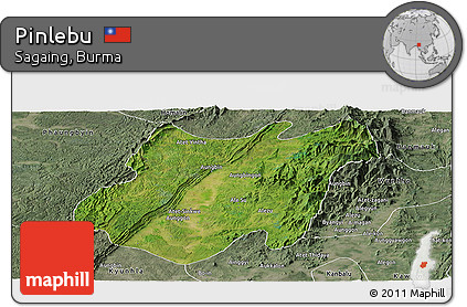 Satellite Panoramic Map of Pinlebu, semi-desaturated