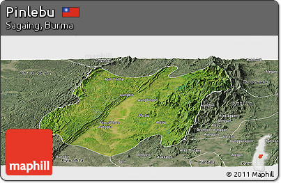 Satellite Panoramic Map of Pinlebu, semi-desaturated