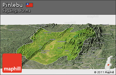 Satellite Panoramic Map of Pinlebu, semi-desaturated