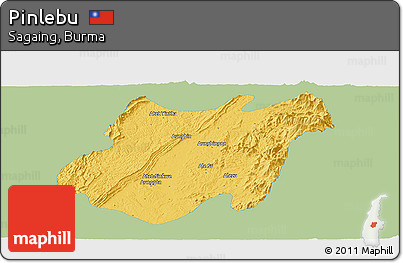 Savanna Style Panoramic Map of Pinlebu, single color outside