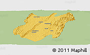 Savanna Style Panoramic Map of Pinlebu, single color outside