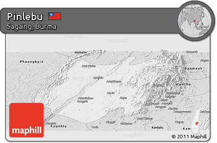 Silver Style Panoramic Map of Pinlebu