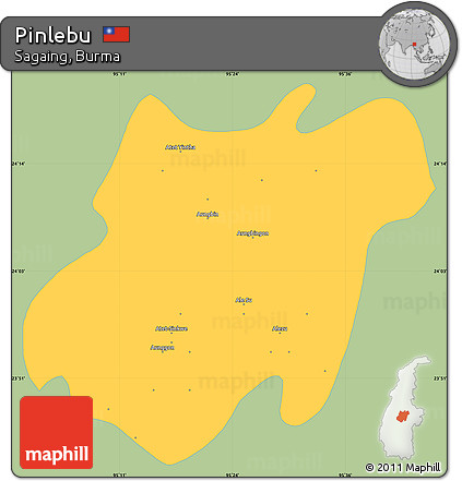 Savanna Style Simple Map of Pinlebu, single color outside