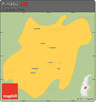 Savanna Style Simple Map of Pinlebu, single color outside