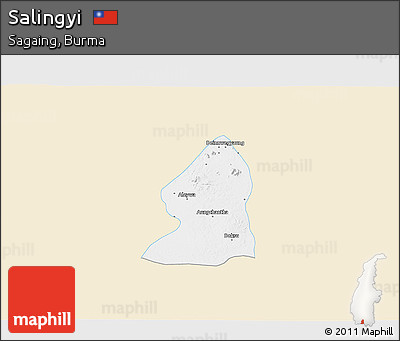 Classic Style 3D Map of Salingyi, single color outside