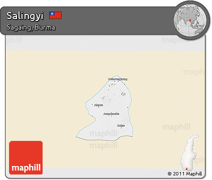 Classic Style 3D Map of Salingyi, single color outside