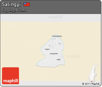 Classic Style 3D Map of Salingyi, single color outside