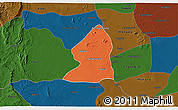 Political 3D Map of Salingyi, darken