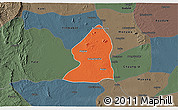 Political 3D Map of Salingyi, darken, semi-desaturated