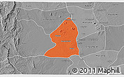 Political 3D Map of Salingyi, desaturated