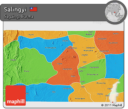 Political 3D Map of Salingyi