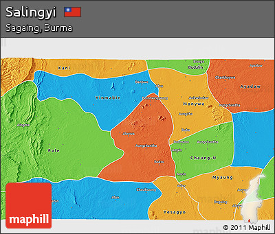 Political 3D Map of Salingyi