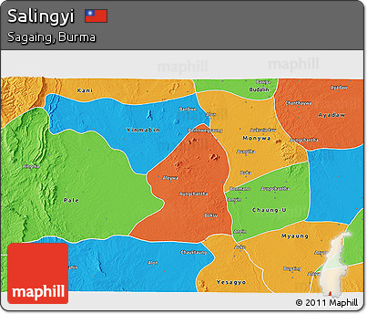 Political 3D Map of Salingyi