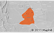 Political 3D Map of Salingyi, lighten, desaturated
