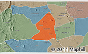 Political 3D Map of Salingyi, semi-desaturated