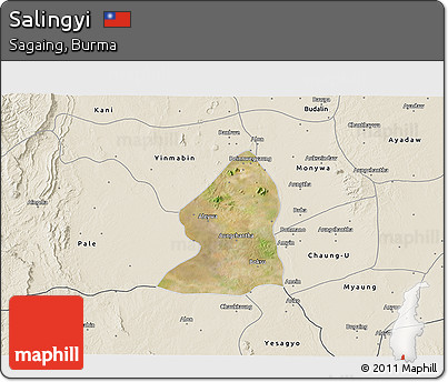 Satellite 3D Map of Salingyi, shaded relief outside