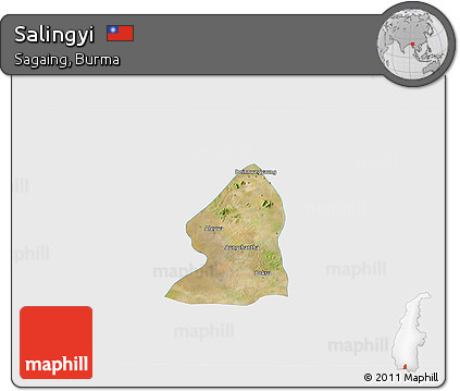 Satellite 3D Map of Salingyi, single color outside
