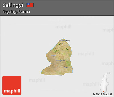 Satellite 3D Map of Salingyi, single color outside