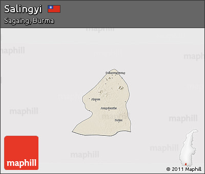 Shaded Relief 3D Map of Salingyi, cropped outside