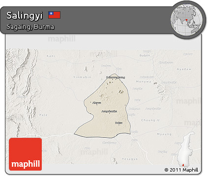Shaded Relief 3D Map of Salingyi, lighten