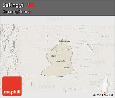 Shaded Relief 3D Map of Salingyi, lighten