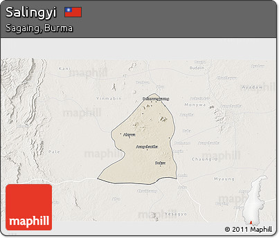 Shaded Relief 3D Map of Salingyi, lighten