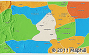 Shaded Relief 3D Map of Salingyi, political outside