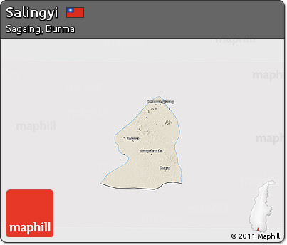 Shaded Relief 3D Map of Salingyi, single color outside
