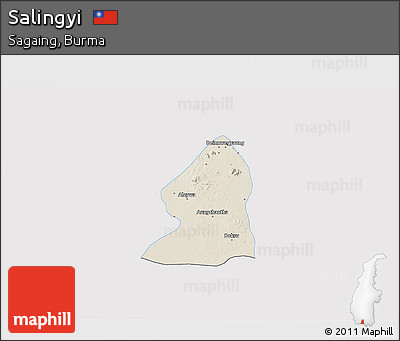 Shaded Relief 3D Map of Salingyi, single color outside