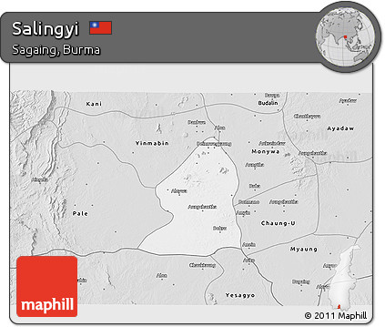 Silver Style 3D Map of Salingyi