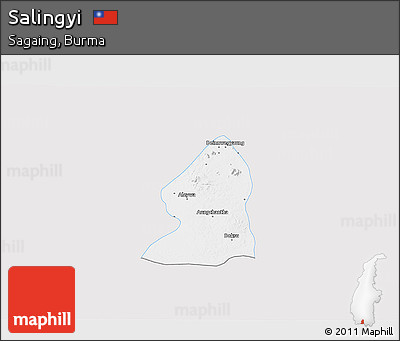 Silver Style 3D Map of Salingyi, single color outside