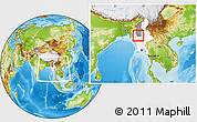 Physical Location Map of Salingyi, highlighted country, highlighted parent region, within the entire country