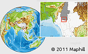Physical Location Map of Salingyi, highlighted country, highlighted parent region