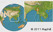 Satellite Location Map of Salingyi, within the entire country